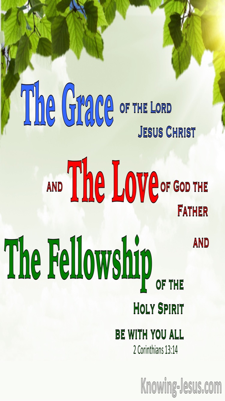 2 Corinthians 13:14 Grace Love And Fellowship (green)